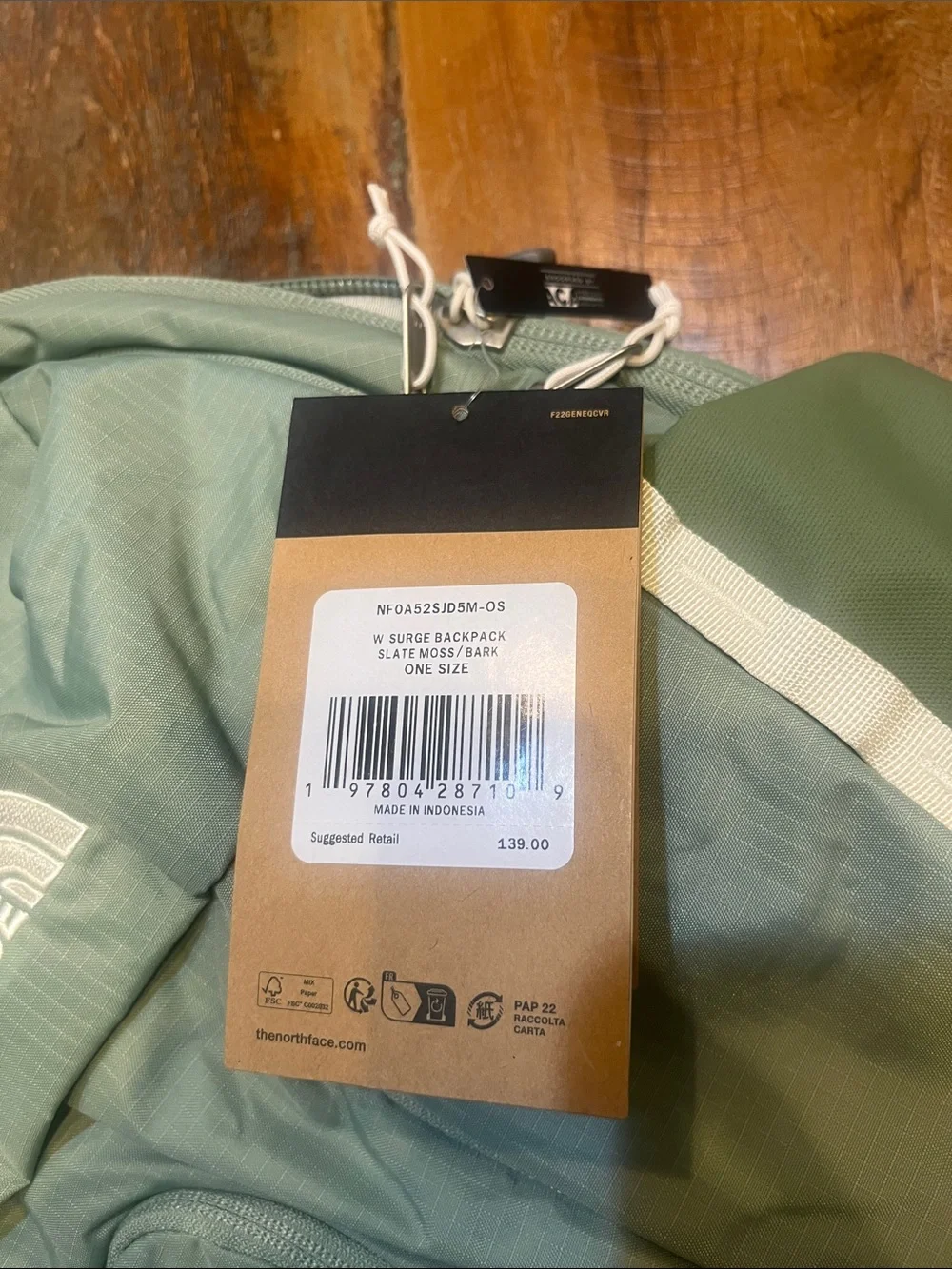 NWT North Face Surge Backpack  Slate Moss/Bark Mist